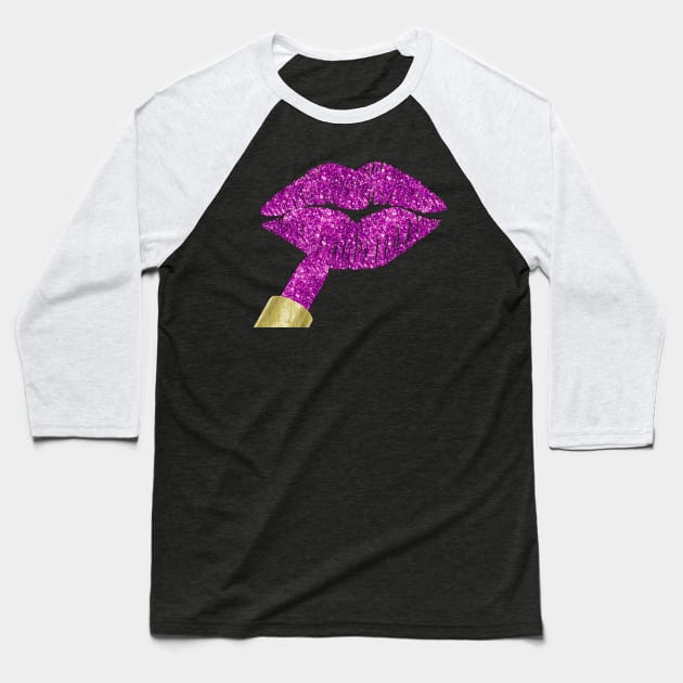 Violet Lips Baseball T-Shirt by LittleBean